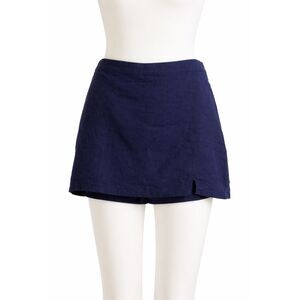 A New Day Navy Blue Linen Blend Skort Size 14 NWT Side Zip Casual Summer